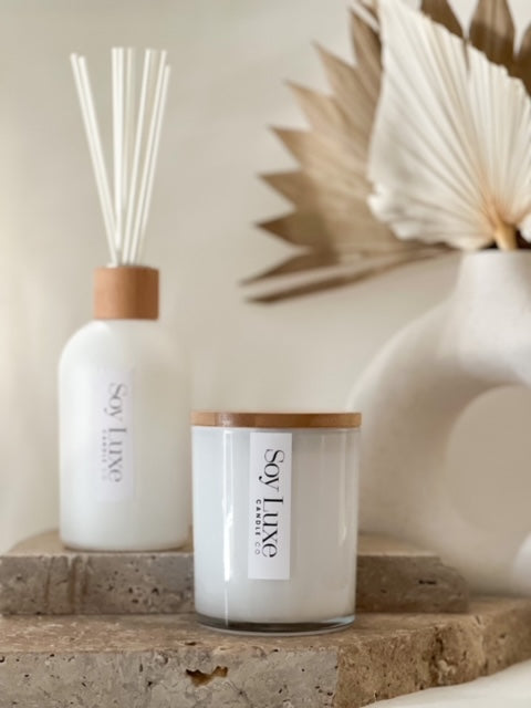 Reed Diffuser & Signature White Candle Set